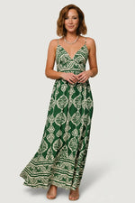Davinah V Neck Maxi Dress | Green Print