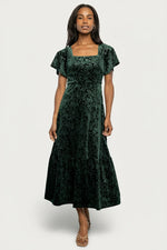 Eirene Velvet Dress | Emerald