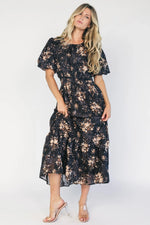 Crestwood Midi Dress | Black + Tan Floral