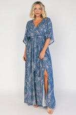Kalea Maxi Dress | Slate Blue Print