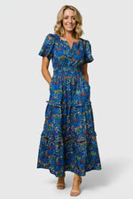 Palmer Tiered Maxi Dress | Cobalt Multi