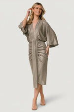 Ciara Ruched Midi Dress | Silver Metallic