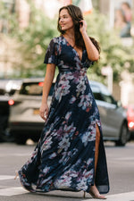 Arianne Mesh Maxi Dress | Deep Blue Floral