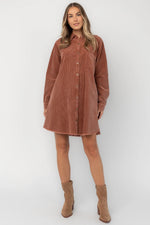 Jordan Button Up Short Dress | Dusty Clay
