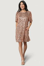 Asta Sequin Shift Dress | Rose Gold