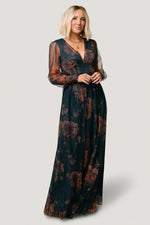 Layla Tulle Maxi Dress | Copper + Blue Metallic