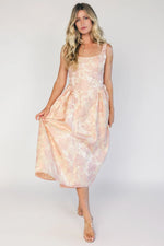 Evanthia Midi Dress | Peach Multi