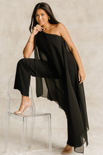 Penthouse One Shoulder Jumpsuit | Black