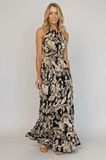 Brett Halter Maxi Dress | Navy Print