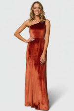 Tatiana Velvet One Shoulder Maxi Dress | Cinnamon