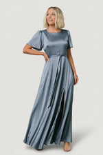 Agnes Satin Maxi Dress | Whisper Blue