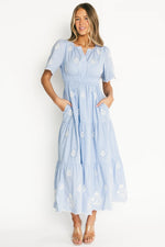 Delilah Embroidered Maxi Dress | Blue