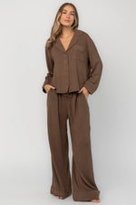 Eloise Ribbed Pajama Set | Brown