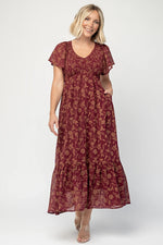 Monica Smocked Dress | Wine + Gold