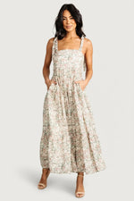 Lelisa Shoulder Tie Dress | Cream Floral