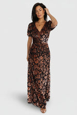 Leslie Velvet Maxi Dress | Black + Bronze