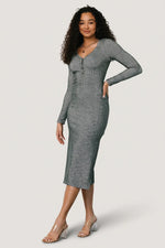 Denver Ribbed Midi Dress | Heathered Jade