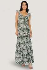 Martina Maxi Dress | Green + White