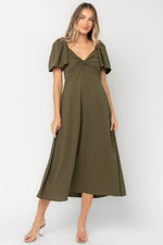 Indie Back Tie Dress | Olive