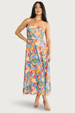 Solana Strapless Midi Dress | Blue Multi
