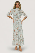 Marie Mock Neck Maxi Dress | Sage Floral