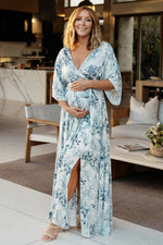 Kalea Maxi Dress | Blue + White