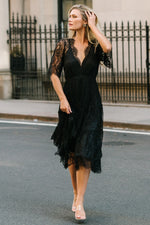 Brittany Lace Midi Dress | Black
