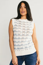 Baeza Crochet Tank | Blue + Off White