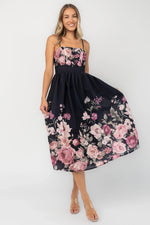 Noir Midi Dress | Black + Rose Floral