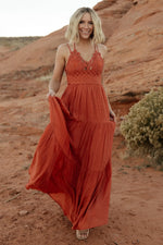 Summerlin Lace Top Maxi Dress | Rust