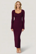 Marika Ribbed Dress | Wine