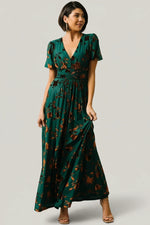 Leslie Velvet Maxi Dress | Bronze + Jade