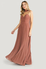 Georgina Pleated Maxi Dress | Rosy Brown