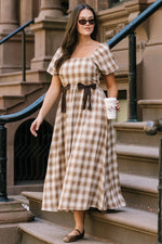 Sinclair Midi Dress | Brown Plaid