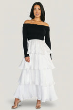 Maelie Tiered Maxi Dress | Black + White