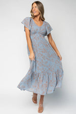 Monica Smocked Dress | Dusty Blue + Terracotta
