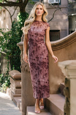 Daniela Mesh Midi Dress | Dusty Plum
