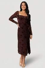 Tamara Midi Dress | Deep Plum + Dark Bronze Floral