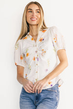 Fiona Button Up Blouse | Off White + Multi Floral