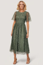 Kendra Embroidered Dress | Dark Sage