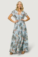 Lynlee Metallic Maxi Dress | Light Blue