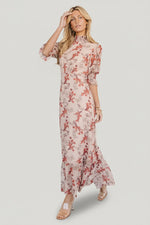 Marie Mock Neck Maxi Dress | Blush Floral