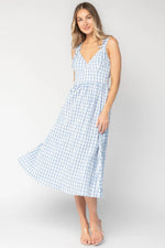 Arwen Gingham Midi Dress | Blue + White