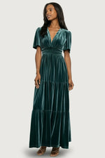 Artemis Velvet Maxi Dress | Deep Lagoon
