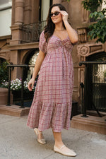 Emerey Sweetheart Midi Dress | Berry Gingham
