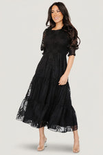 Nellie Smocked Midi Dress | Black
