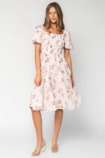 Mattea Smocked Midi Dress | Lavender Floral