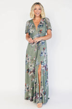 Arianne Mesh Maxi Dress | Sage Floral