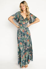 Caterina Maxi Dress | Dark Green Floral