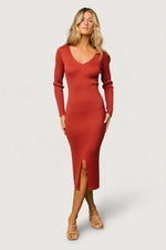 Fairmount Ribbed Midi Dress | Clay